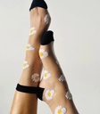 Sockette - Transparente Socken - Flora - schwarz mit weißen Margeriten