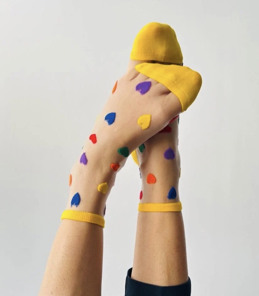 Sockette - Transparente Socken - Tutu - bunte Herzchen