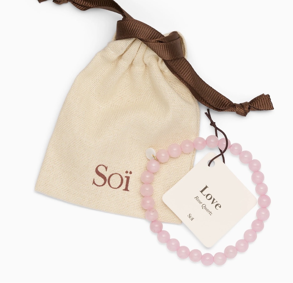 Soï Copenhagen - Armband Essential Rose Quartz Stretch Bracelet 6mm - Love