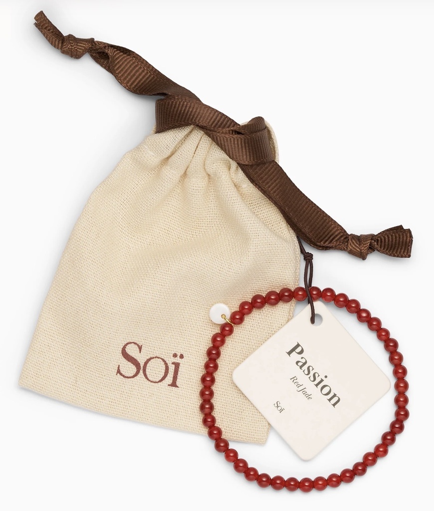 Soï Copenhagen - Armband Petite Red Jade Stretch Bracelet 4mm - Passion