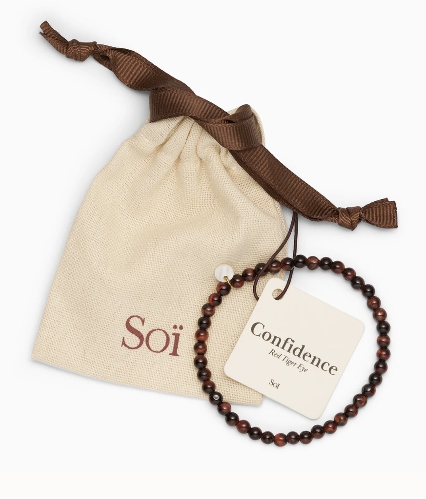 Soï Copenhagen - Armband Petite Red Tiger Eye Stretch Bracelet 4mm - Confidence