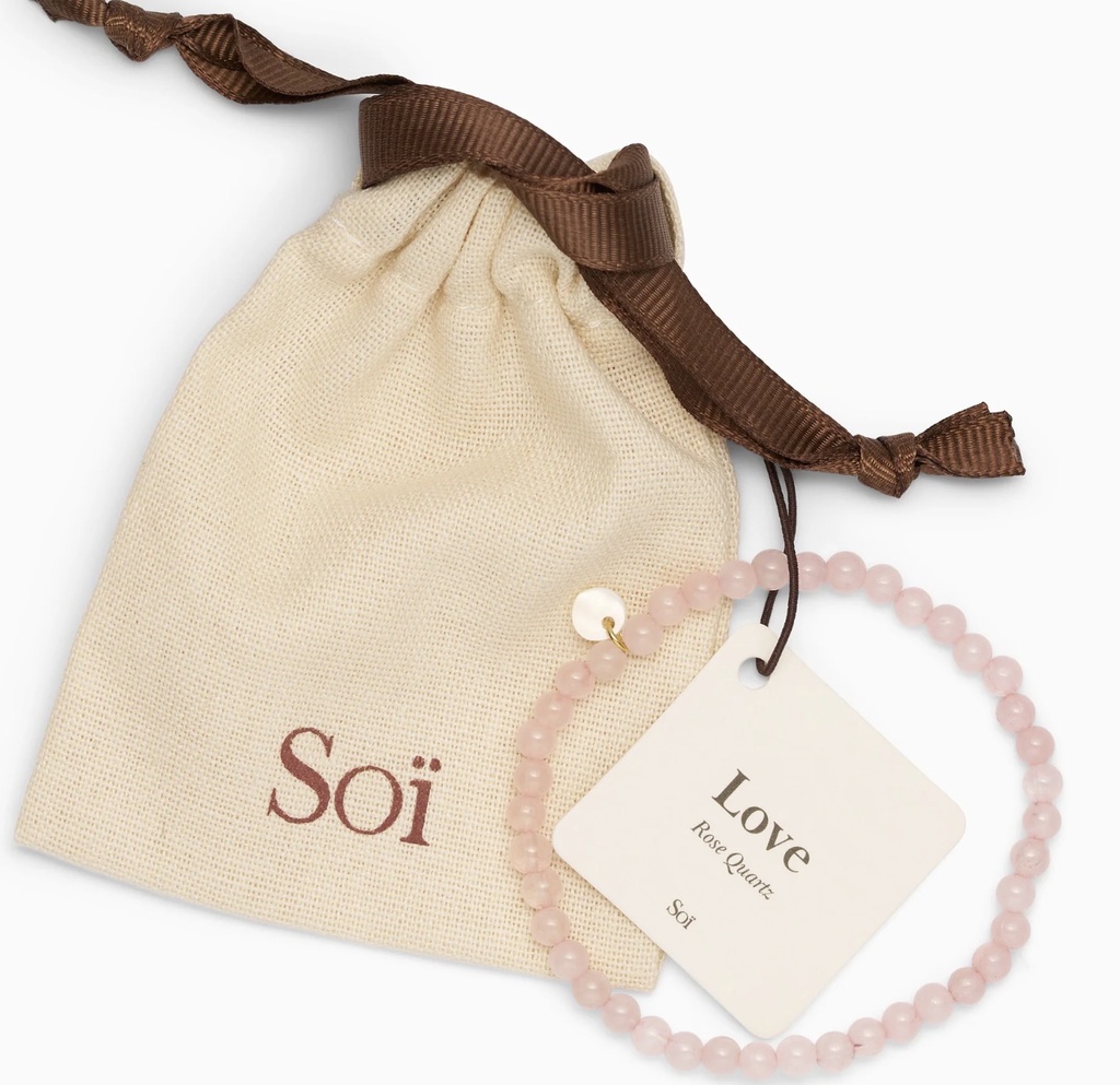 Soï Copenhagen - Armband Petite Rose Quartz Stretch Bracelet 4mm - Love