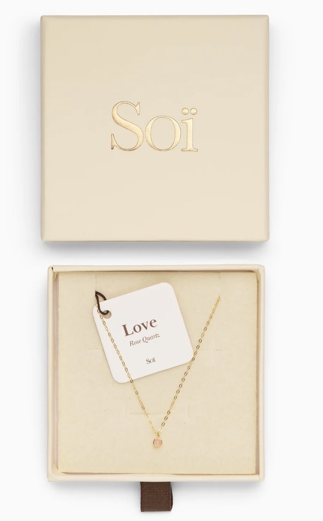 Soï Copenhagen - Halskette Aya Rose Quartz Necklace gold - Love