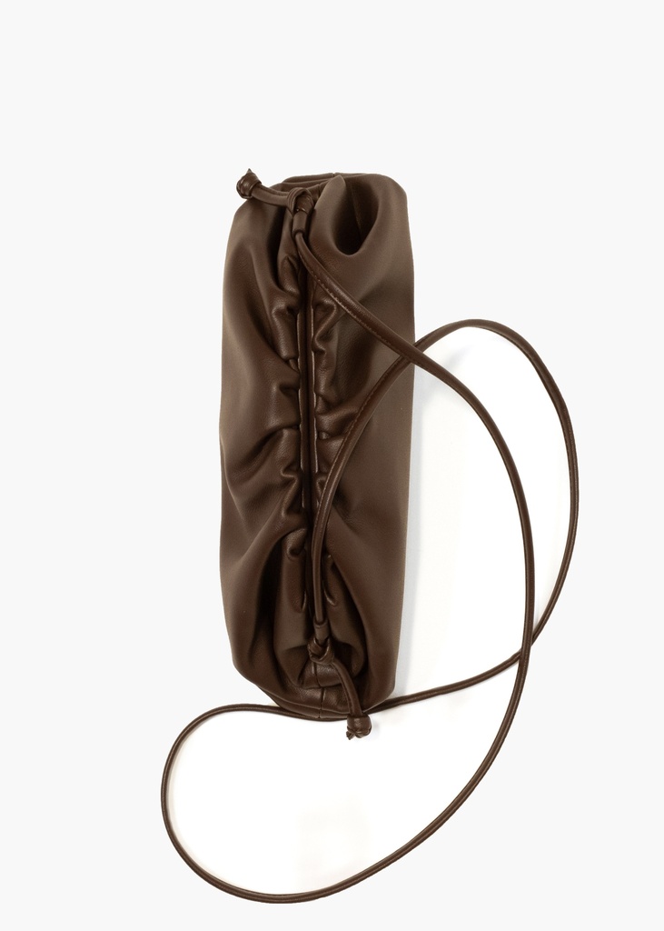 Freya Estephan - Leder Handtasche/Clutch mit Riemen - Dunkelbraun - klein