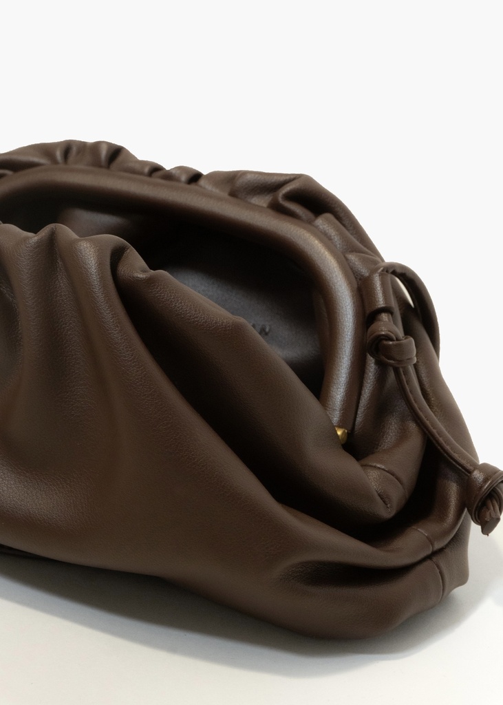Freya Estephan - Leder Handtasche/Clutch mit Riemen - Dunkelbraun - klein