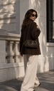 Freya Estephan - Leder Handtasche/Clutch mit Riemen - Dunkelbraun - klein