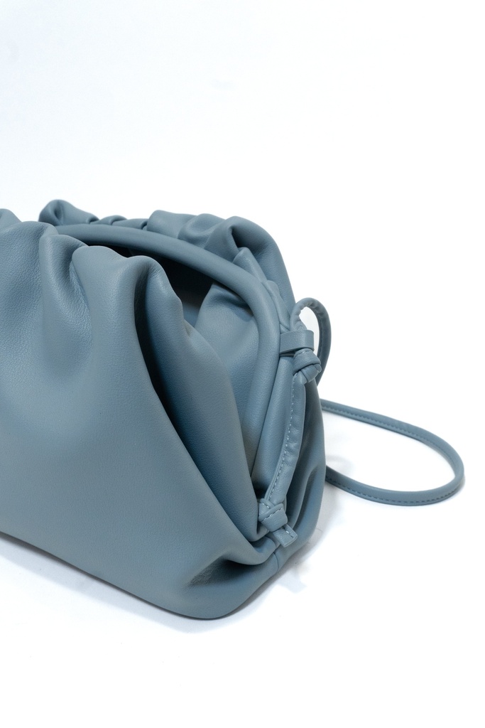 Freya Estephan - Leder Handtasche/Clutch mit Riemen - Eisblau - mittelgroß