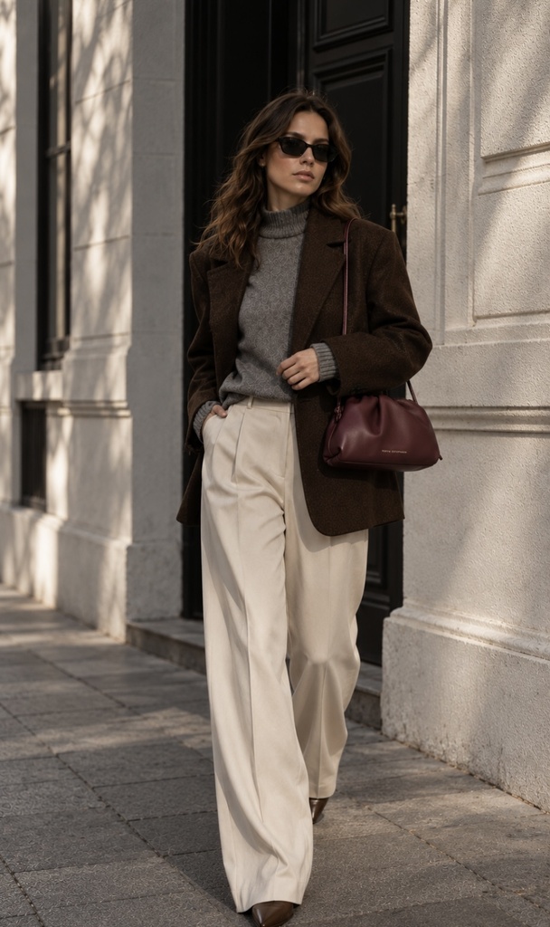 Freya Estephan - Leder Handtasche/Clutch mit Riemen - Tiefes Burgunder - mittelgroß