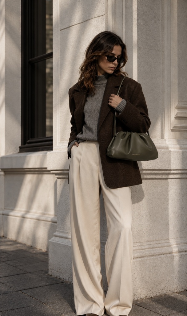 Freya Estephan - Leder Handtasche/Clutch mit Riemen - Olivgrün - mittelgroß