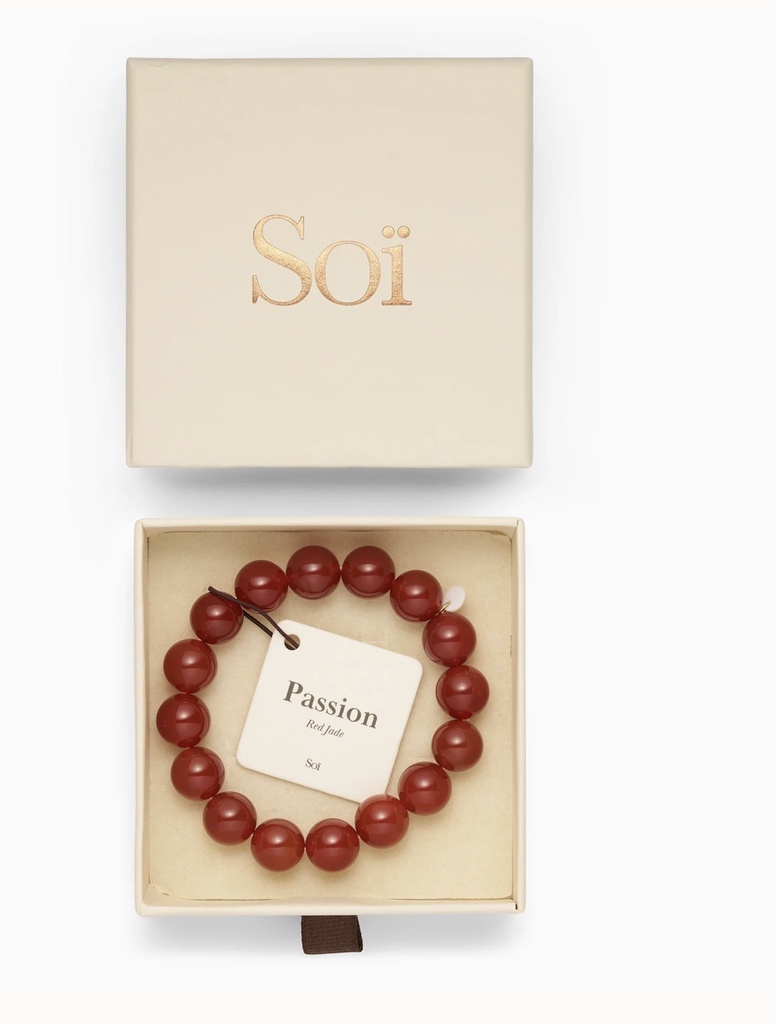 Soï Copenhagen - Armband Chunky Red Stretch Bracelet - Red Jade - Passion 12mm