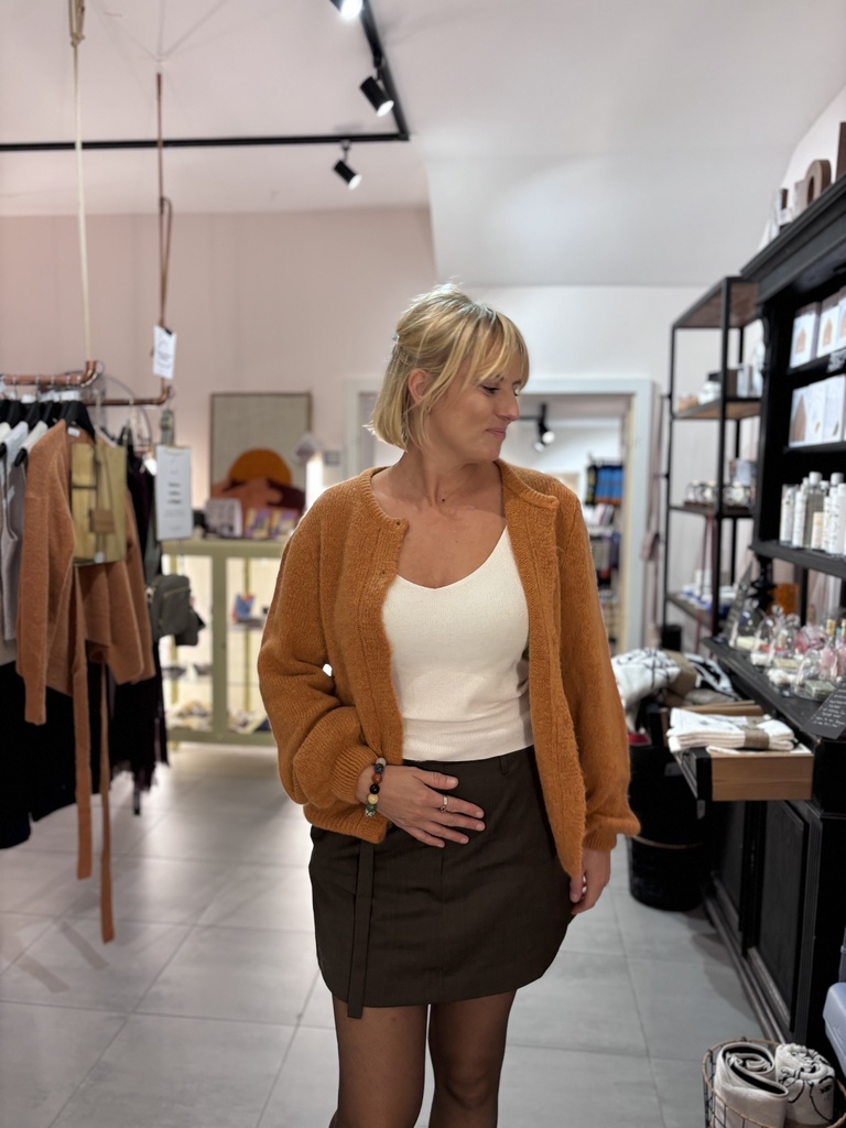 Alpaka Strickjacke Rundhalsausschnitt - Pumpkin