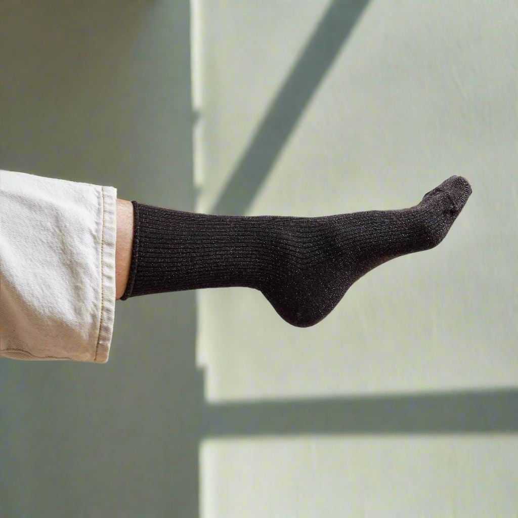 Klue - Glitter Lurex socks | Chocolate dark brown | eco-friendly lyocell
