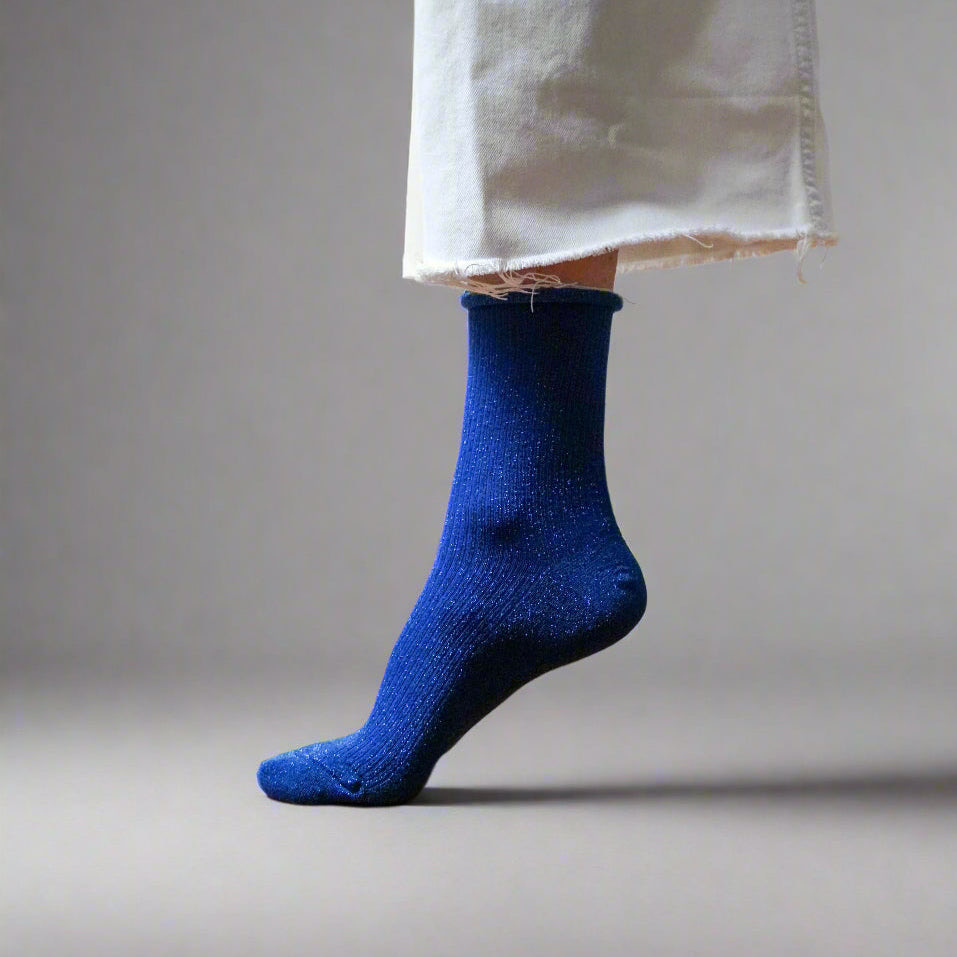 Klue - Glitter Lurex socks | Electric blue | eco-friendly lyocell