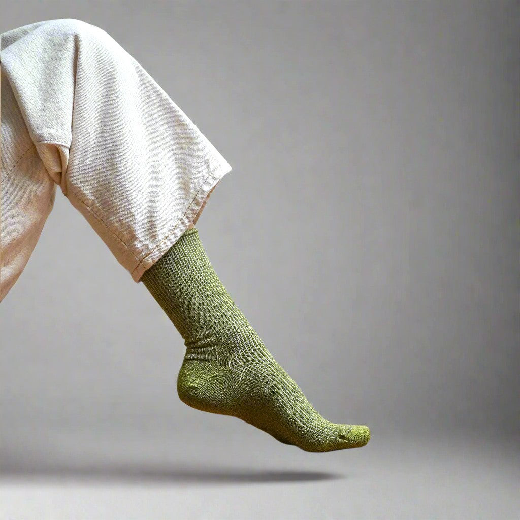 Klue - Glitter Lurex socks | Olive green | eco-friendly lyocell