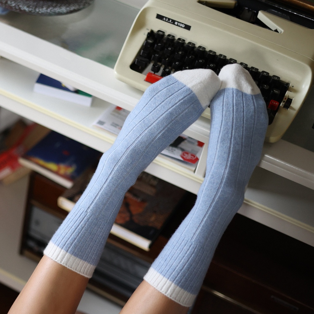 Klue - Merino Wool Socks with Bands | blue (light blue white)