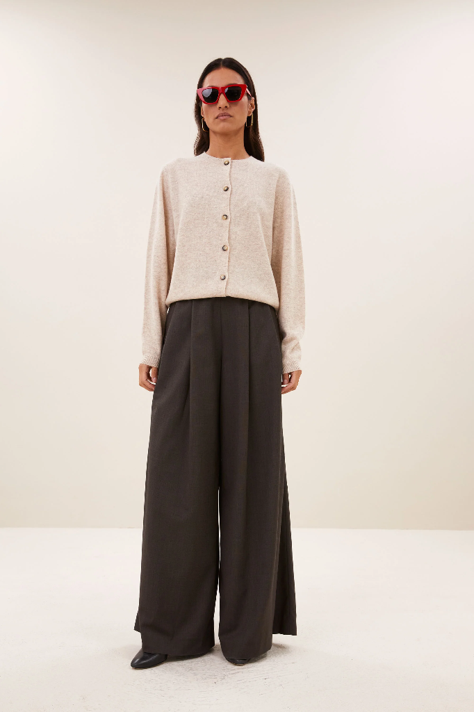 By Bar - Cleo Merino Cardigan - 826 oyster melee 