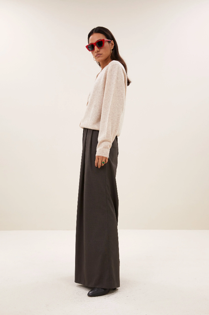By Bar - Cleo Merino Cardigan - 826 oyster melee 