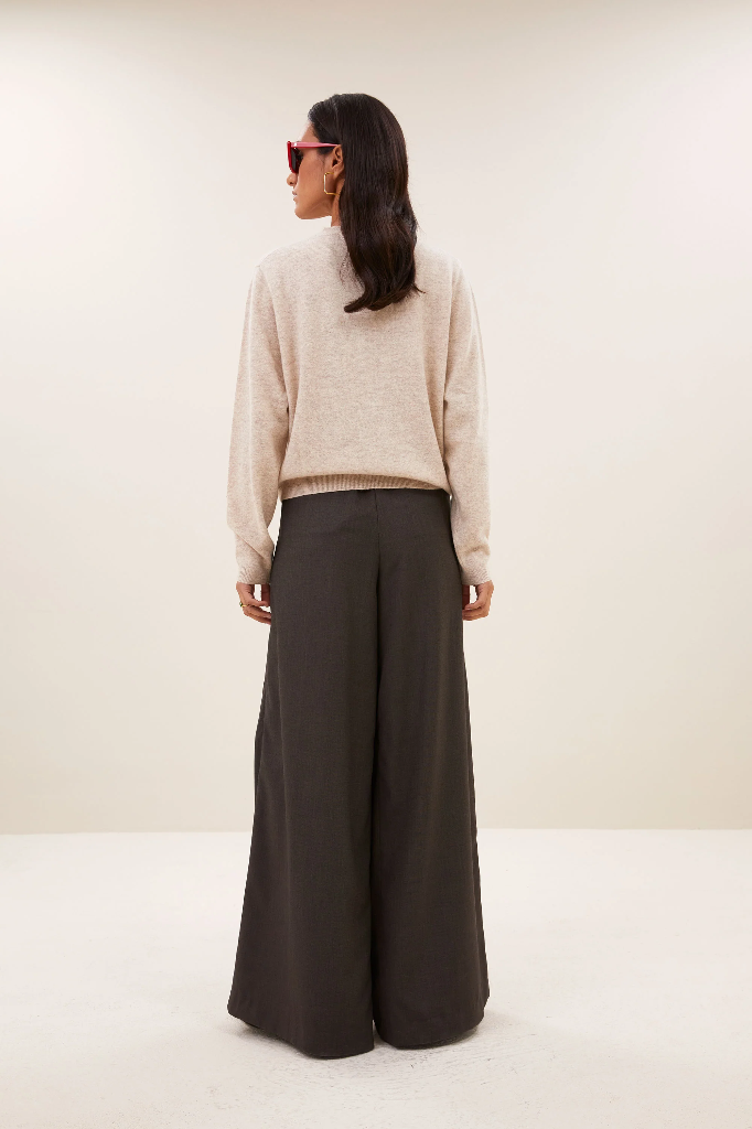 By Bar - Cleo Merino Cardigan - 826 oyster melee 