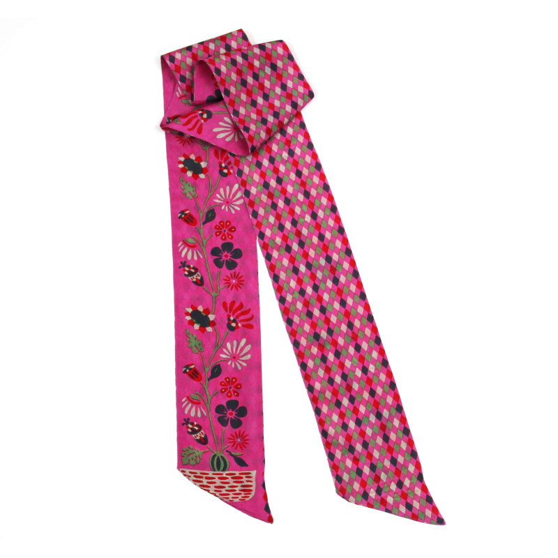 Les Belles Vagabondes - Seidenschal Bandeau Scarlett fuchsia