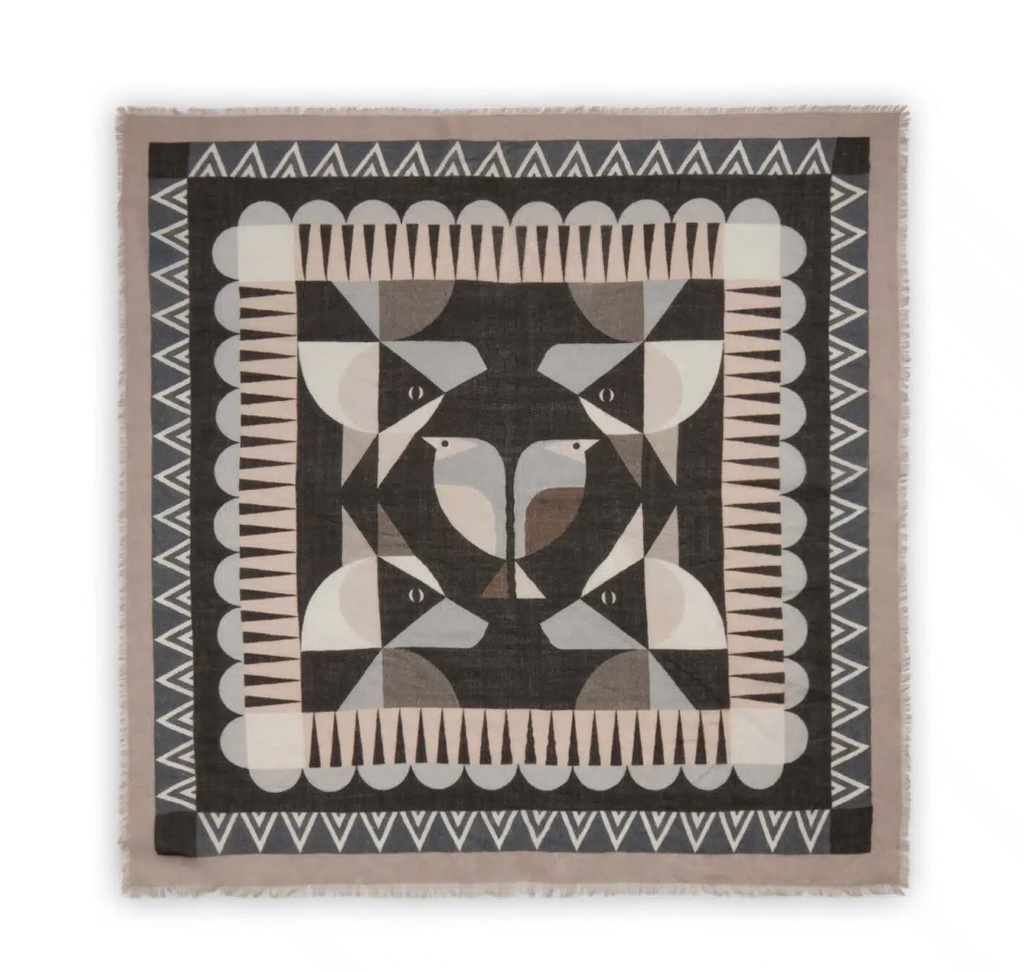 Keine Schwester / Codello - Wolltuch | braun-taupe | Grafik-mix | 70x70cm H25