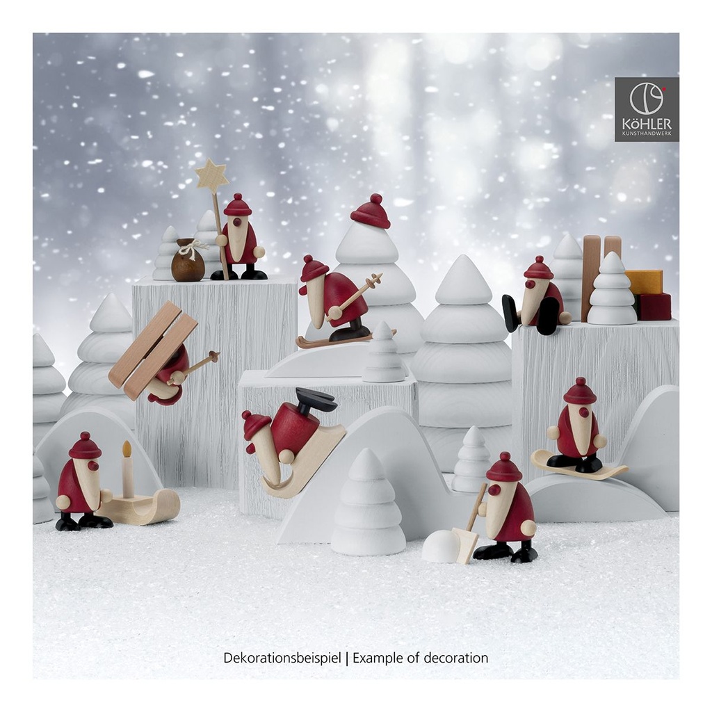 Köhler - Miniaturset 4 - Weihnachtsmann mit Schippe, 2 Winterbäume