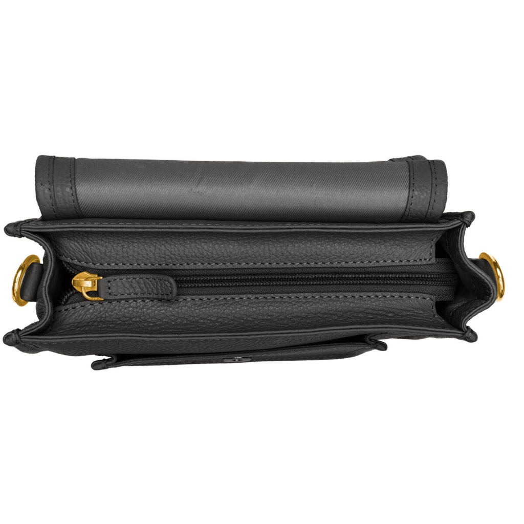 ELLA ZIP | genarbt | schwarz | gold