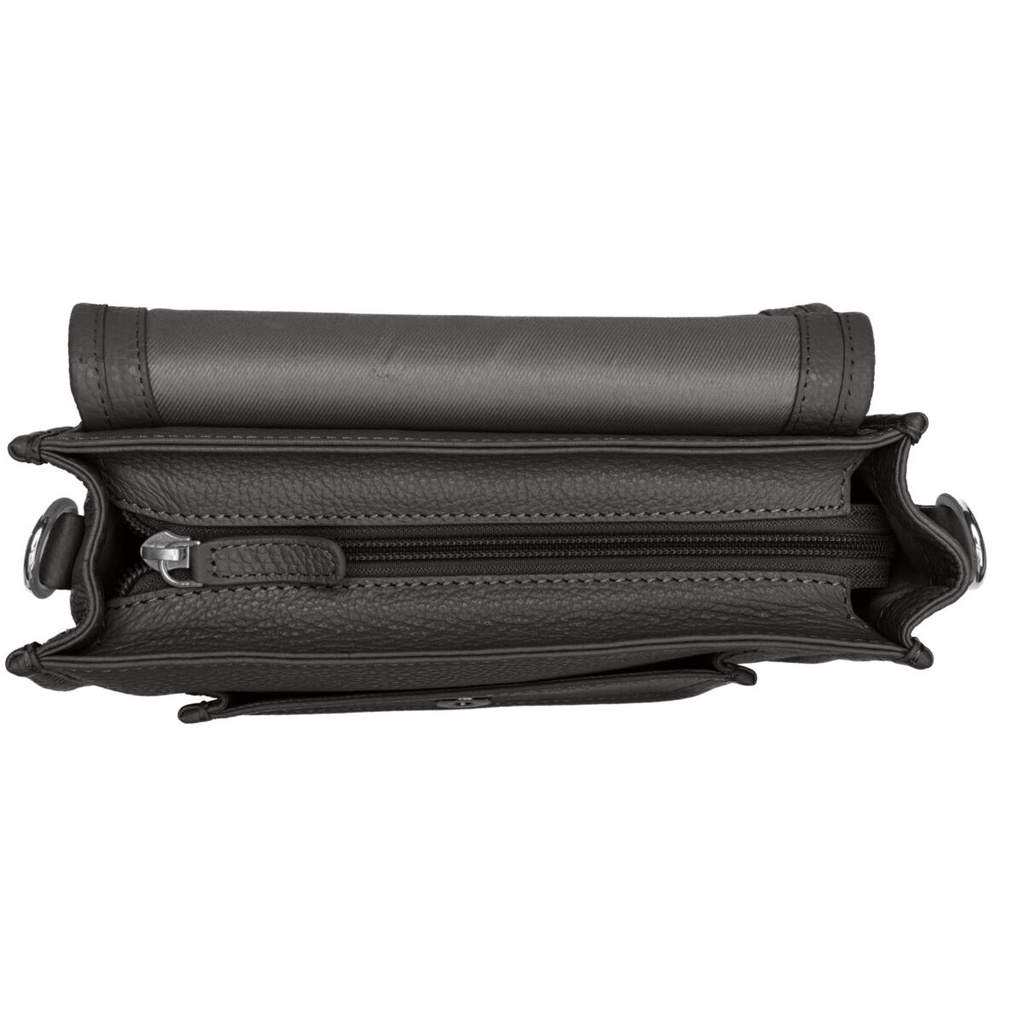 ELLA ZIP | genarbt | schwarz | silber