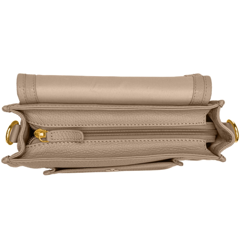 ELLA ZIP | genarbt | taupe | gold