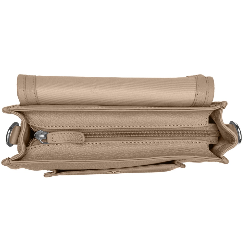 ELLA ZIP | genarbt | taupe | silber
