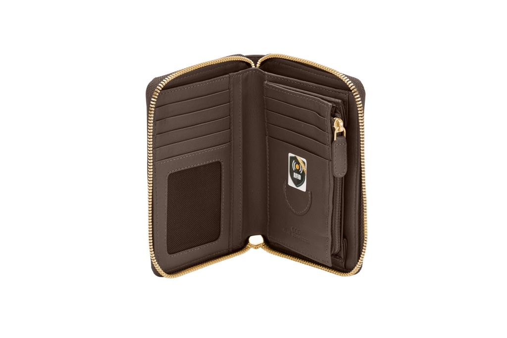 JANNE Glattleder | dunkelbraun | gold