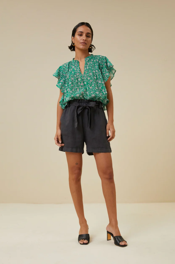 By Bar - June Linen Short - 861 Jet Black
