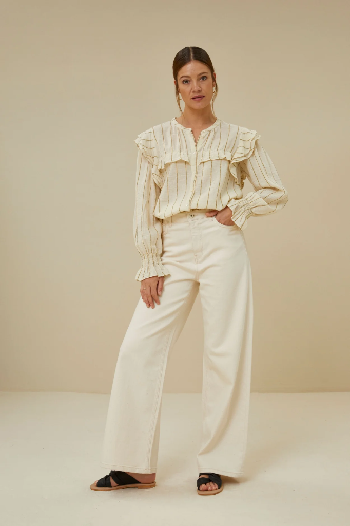 By Bar - Pennie Yellowstripe Blouse - 118 Clover Stripe Yellow