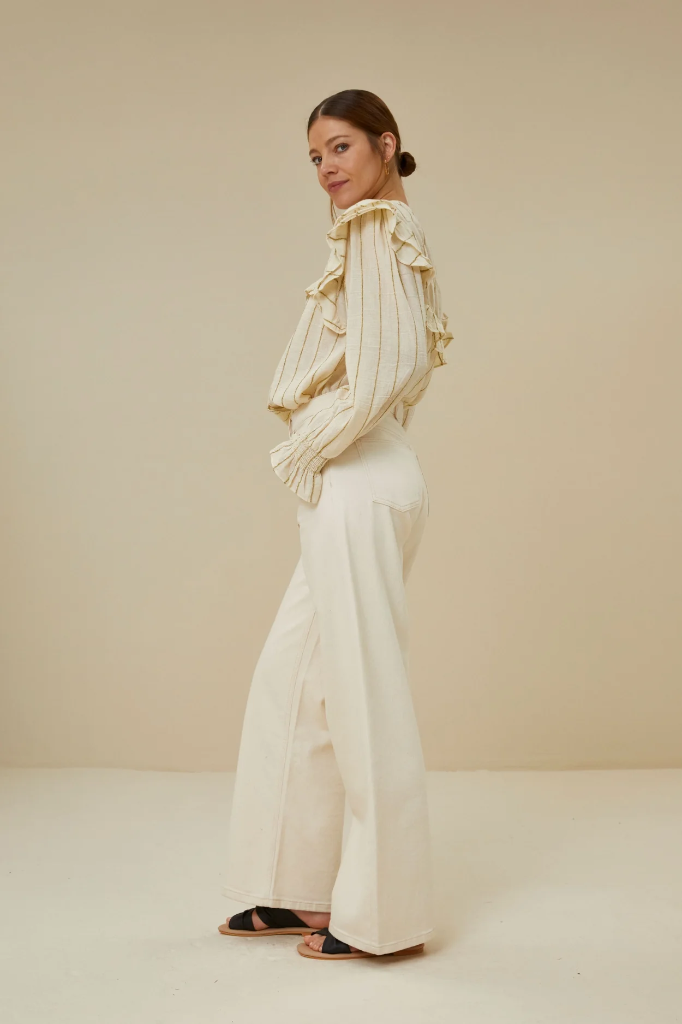 By Bar - Pennie Yellowstripe Blouse - 118 Clover Stripe Yellow