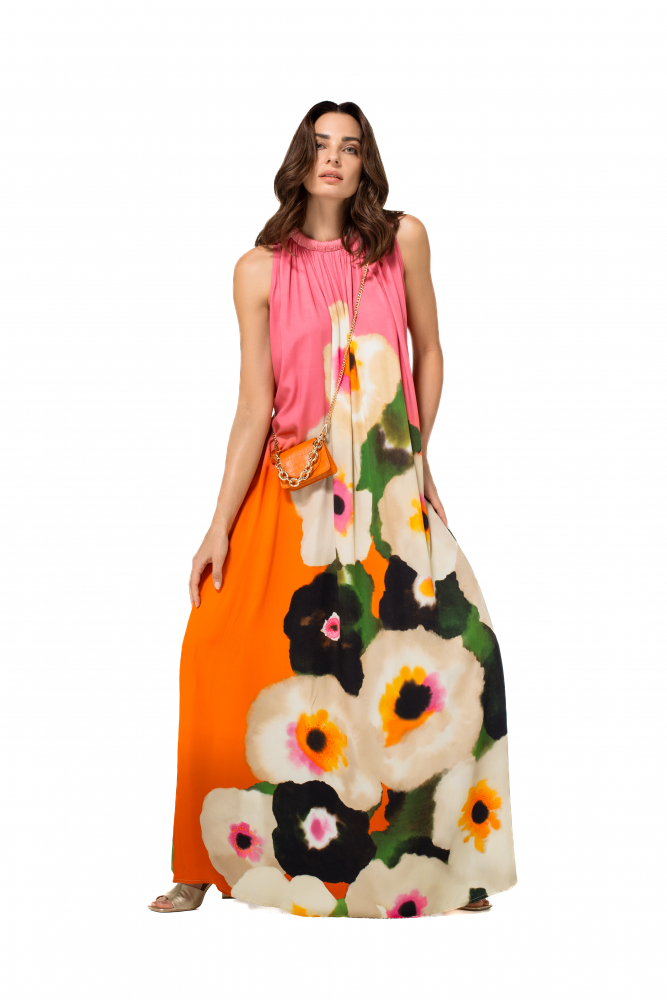 Caroline Biss - Loose-fitting festive long dress Multi Color - 1138-69