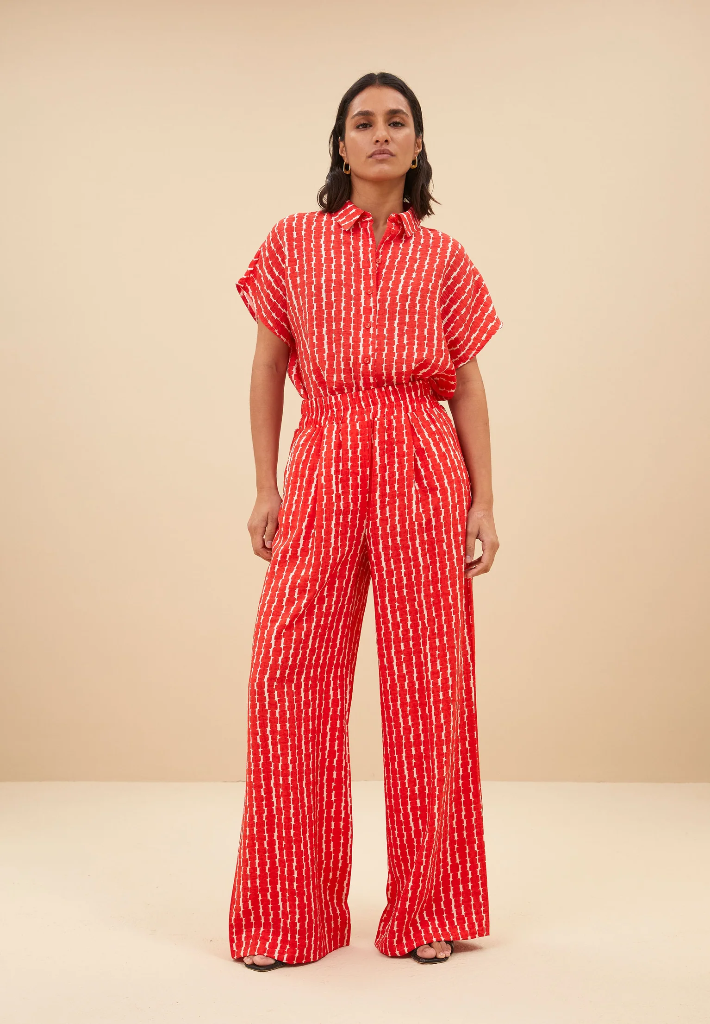 By Bar - Benji Red Groove Pant - 301 red groove print