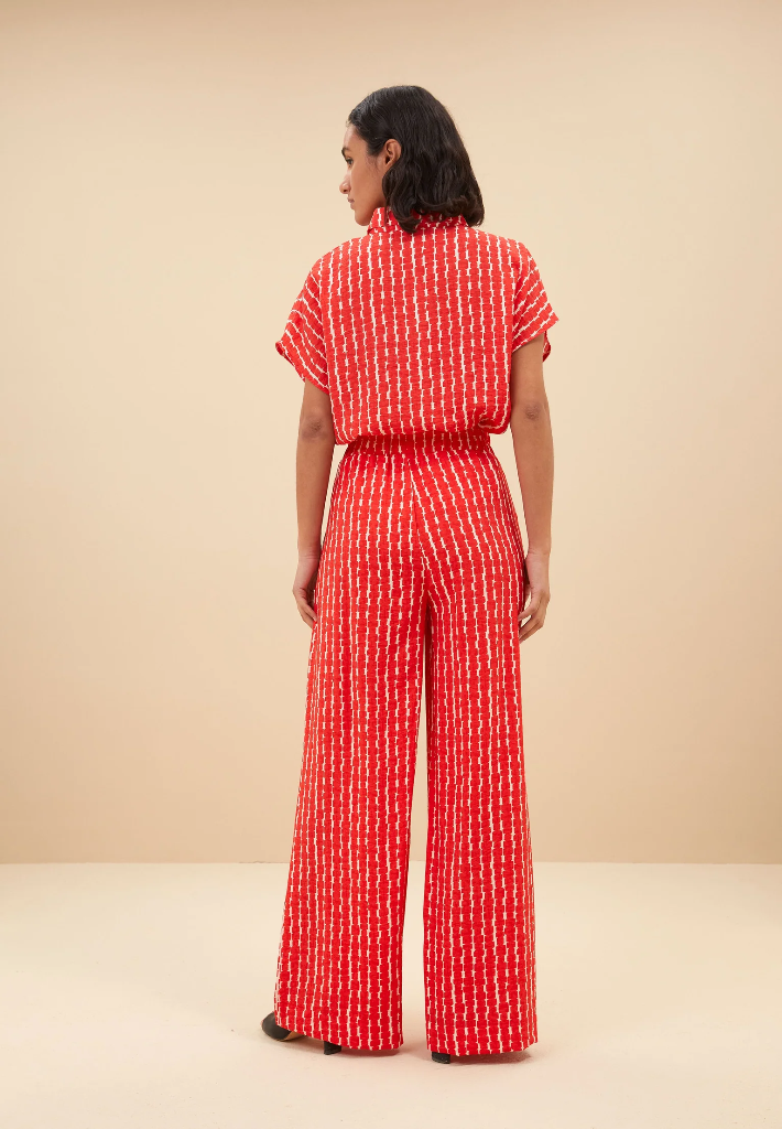 By Bar - Benji Red Groove Pant - 301 red groove print