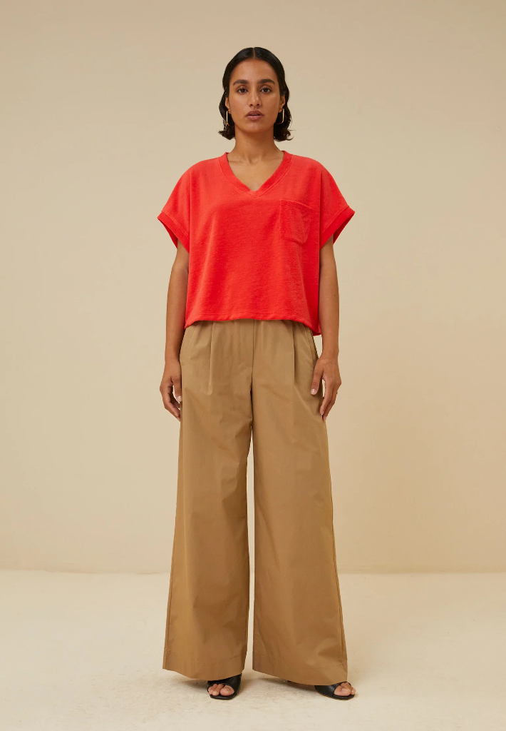 By Bar - Tammie Slub Top - 305 poppy red