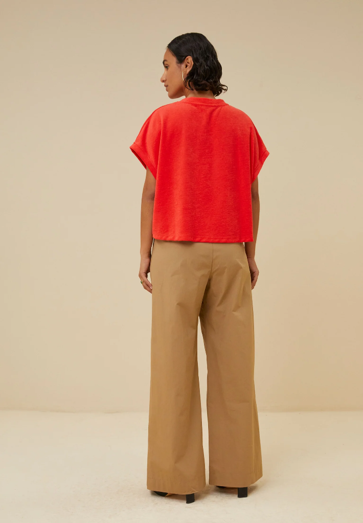 By Bar - Tammie Slub Top - 305 poppy red