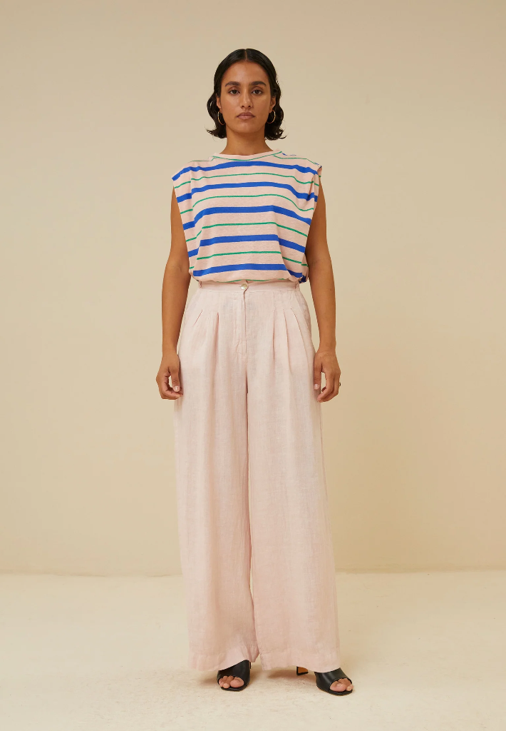 By bar - Diede Fresh Stripe Top - 388 fresh rose