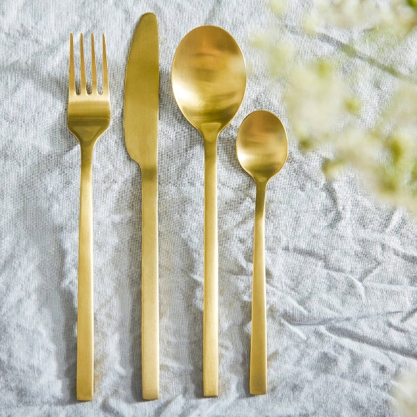 Werner Voss - S/4 tlg. Besteck Golden Cutlery, gold matt, Edelstahl 18/10