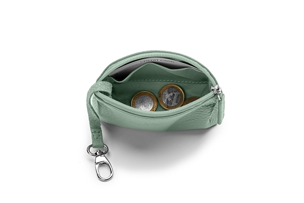 Mini-Geldbörse/Schlüsseltasche | mint | silber | genarbt