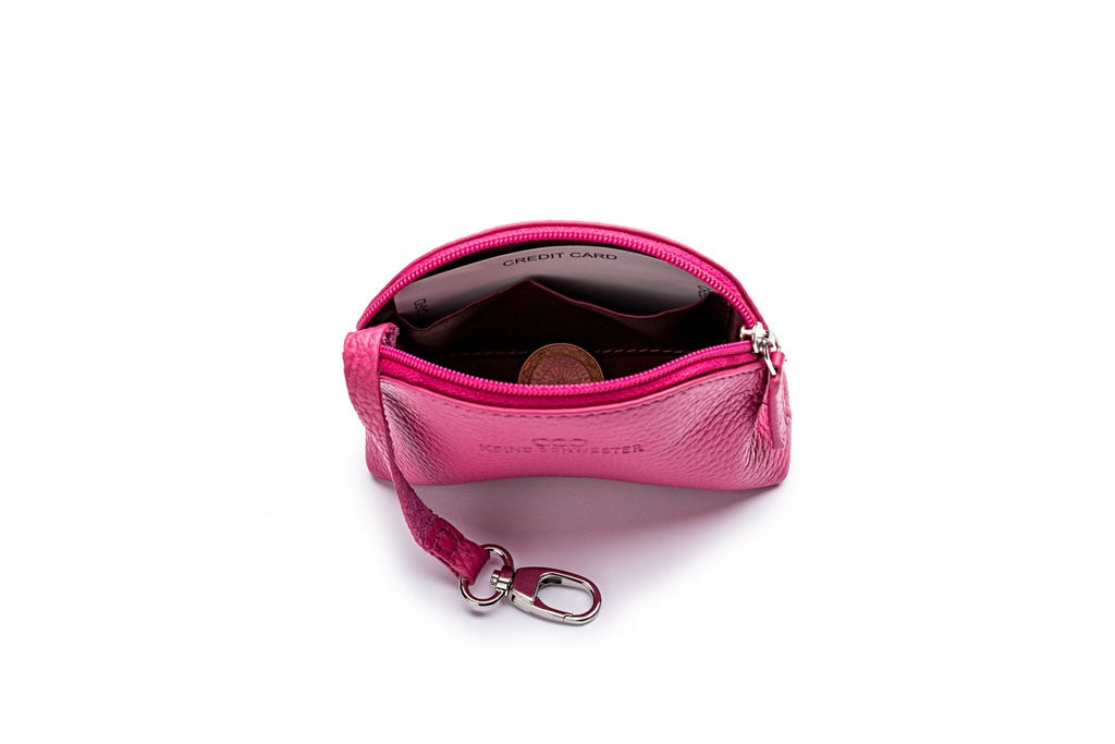 Mini-Geldbörse/Schlüsseltasche | pink | silber | genarbt