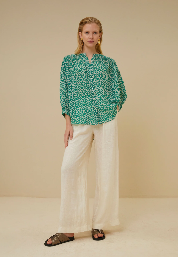 By Bar - Lucy Graphic Blouse - 433 Graphic Green