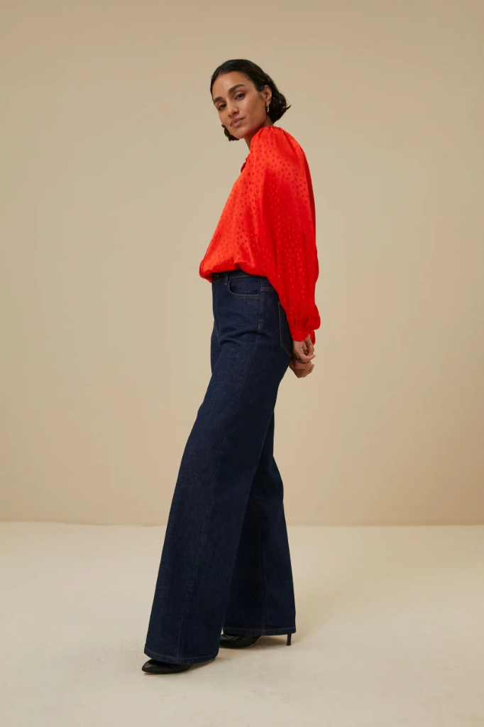By Bar - Rikki Satin Blouse Poppy Red 305
