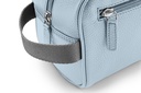 Waschtasche | hellblau | grau | silber | genarbt