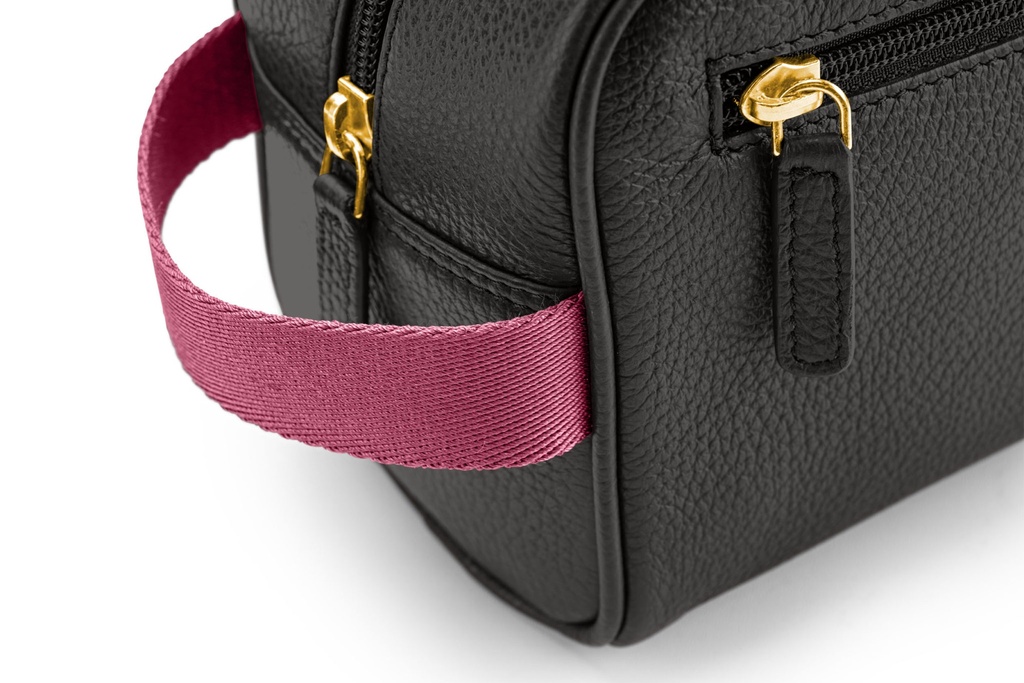 Waschtasche | schwarz | beere | gold | genarbt
