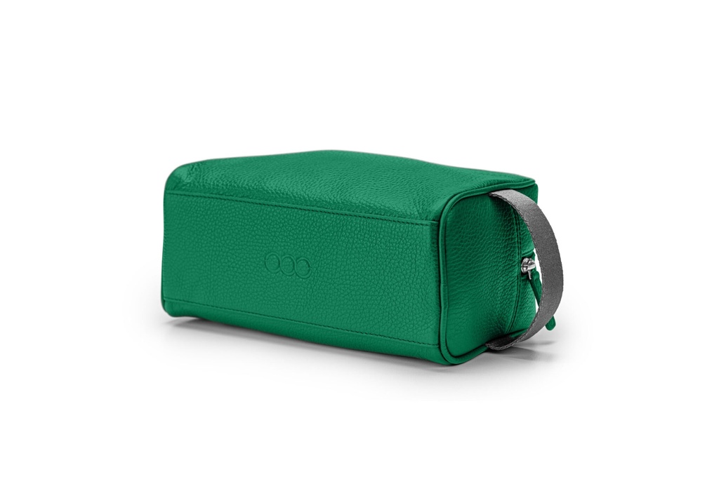 Waschtasche | smaragd | grau | silber | genarbt