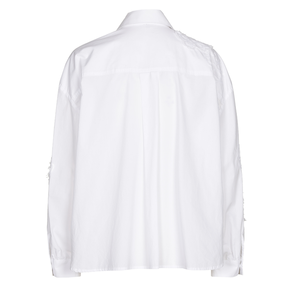Caroline Biss - SHORT OVERSIZED COTTON BLOUSE WITH EMBROIDERY white - 1608-90