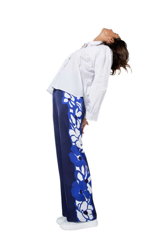 Caroline Biss - SHORT OVERSIZED COTTON BLOUSE WITH EMBROIDERY white - 1608-90