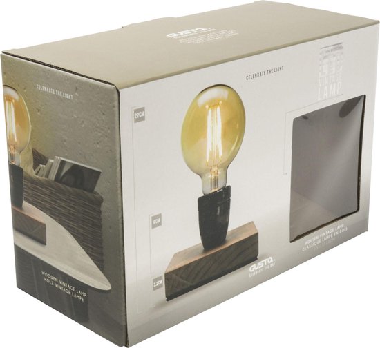 Gusta - Vintage Lamp - Hout/Wood incl. Vintage LED Bulb